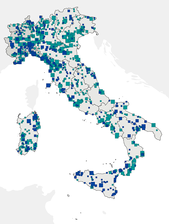 Mappa degli eventi di inondazione con vittime nel periodo 1971-2020